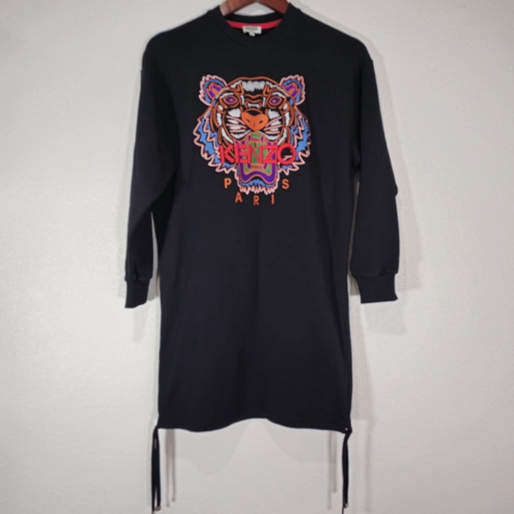 Kenzo Paris Womens Tiger Embroidered Sweatshirt Dress size XS - Picture 1 of 9